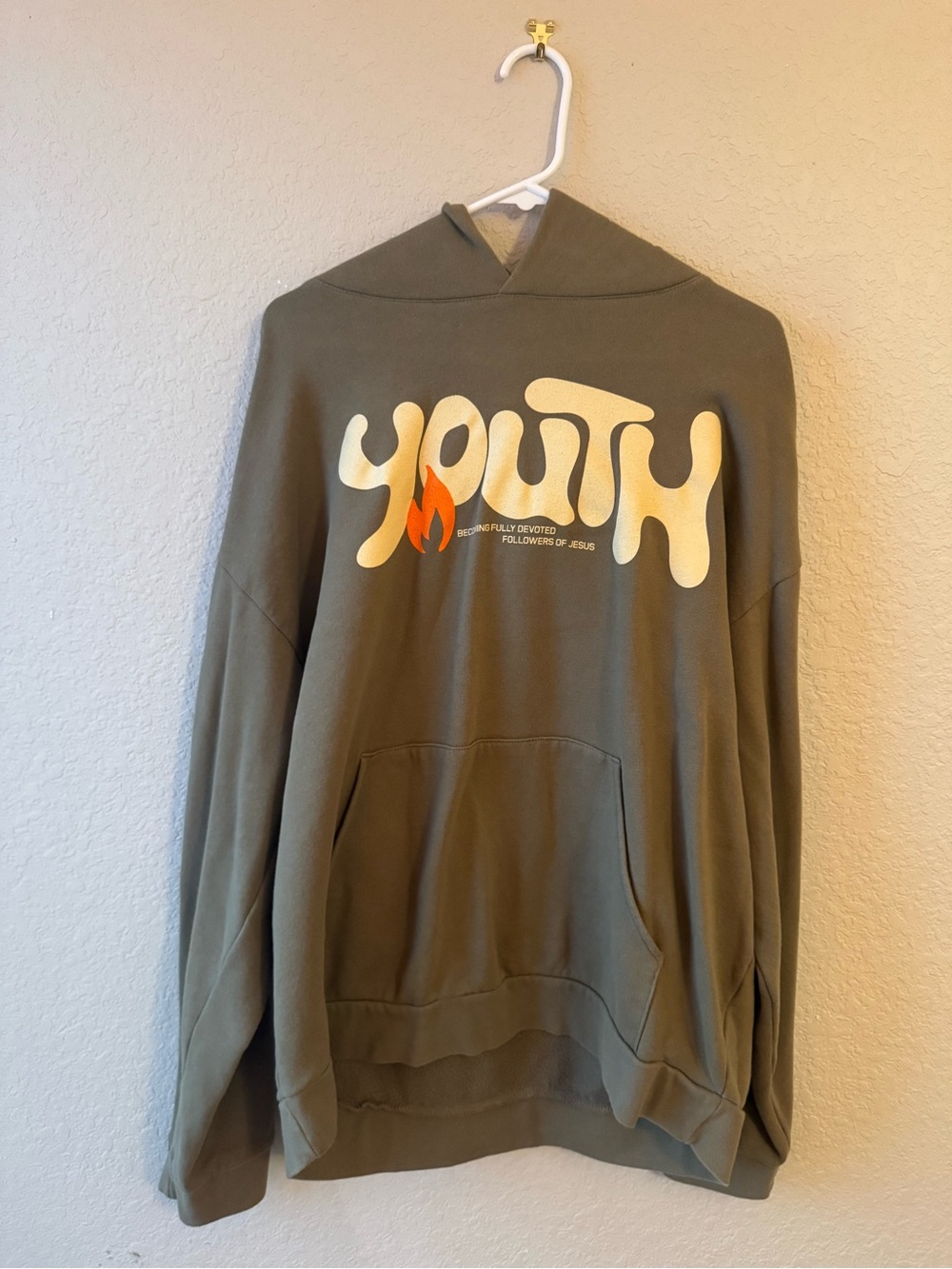 Olive Green Graphic Pullover Hoodie - Youth Ministry